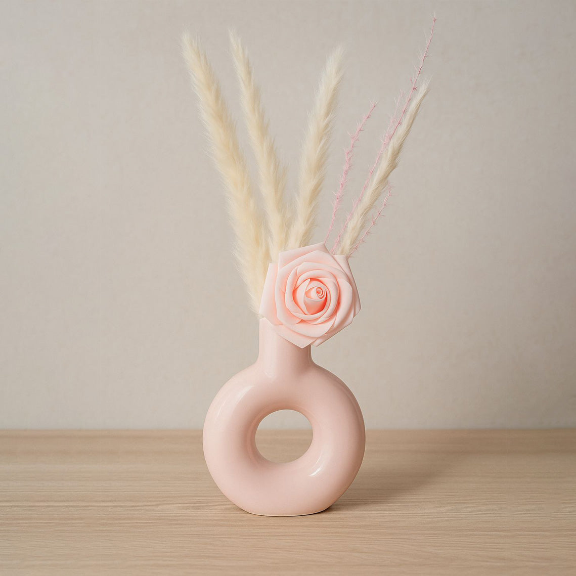 Blush Rose & Pampas Grass Arrangement